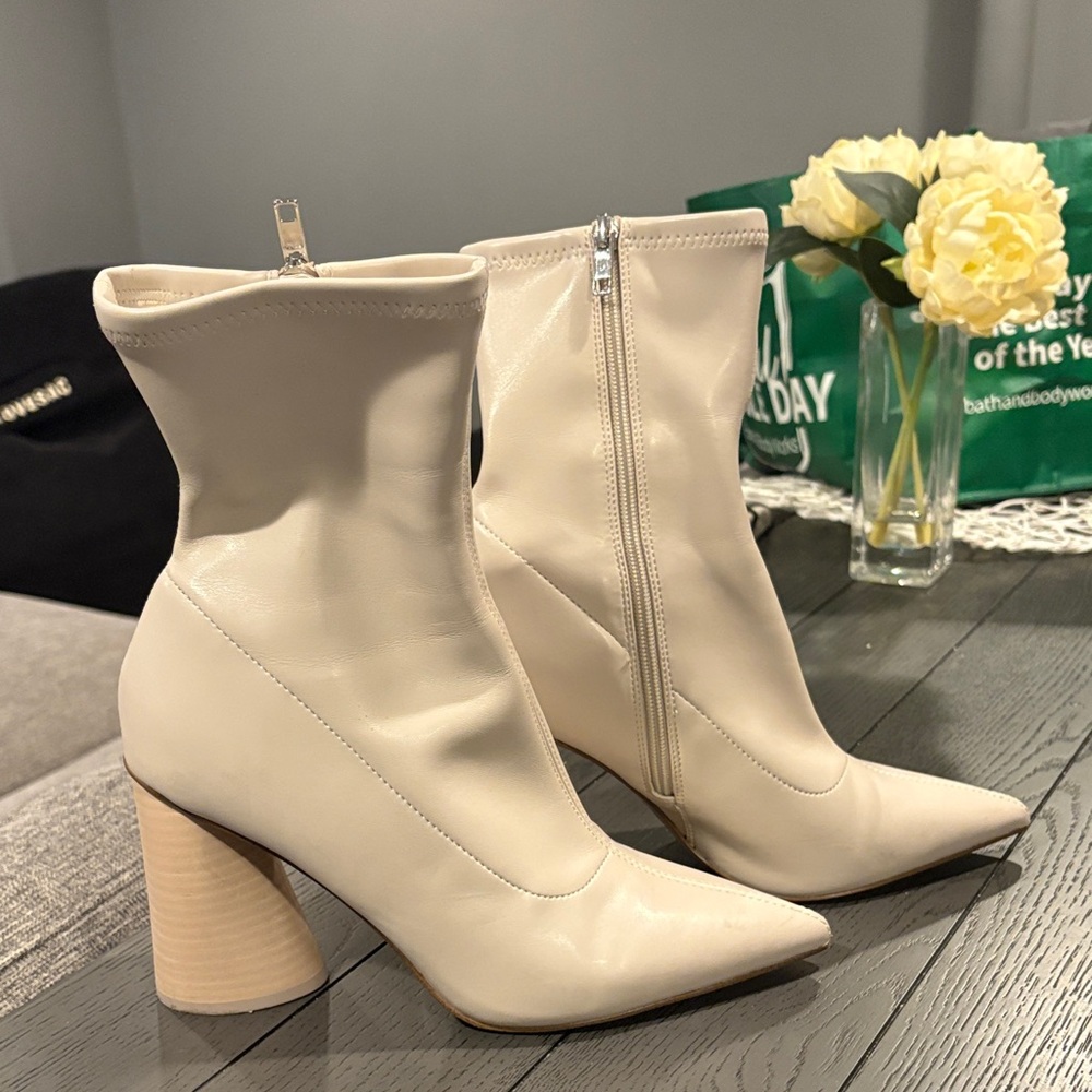 Elegant Cream Ankle Boots